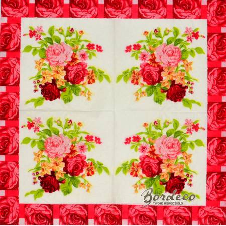 Serwetka decoupage firmy TERSTEEGE bukiet czerwony 33x33cm